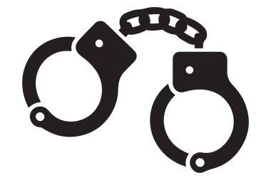 Kelepçe sembolünün silüeti suç adaleti güvenliğinin sembolü