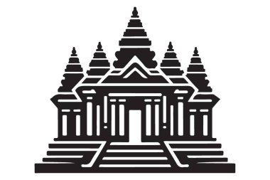 Tapınak mimarisinin siluet çizimi Dini yapı tasarımı