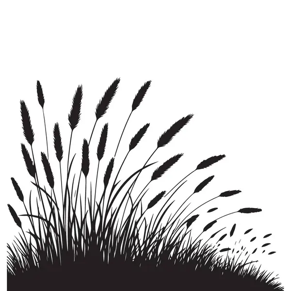 Vahşi Çimen Yığını Görüntü Vektörü Doğa Kavramının Silueti