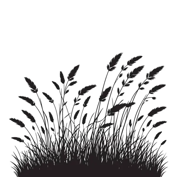 Doğanın Özgeçmişi için Windy Grass Siluet Vektör İllüstrasyonu