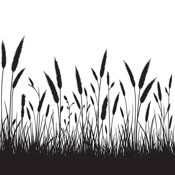Doğa Tasarımları için Uzun Çimen Siluet Vektör Arkaplanı
