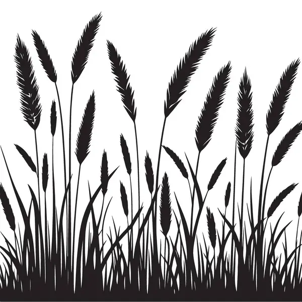 Doğa Tasarımı için Alan Çimenleri Vektörünün Silüeti