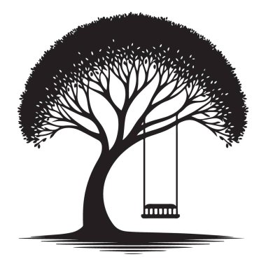 Nostaljik Ağaç Salınımı Siyah Siluette Çocukluk Anılarını Yakalıyor