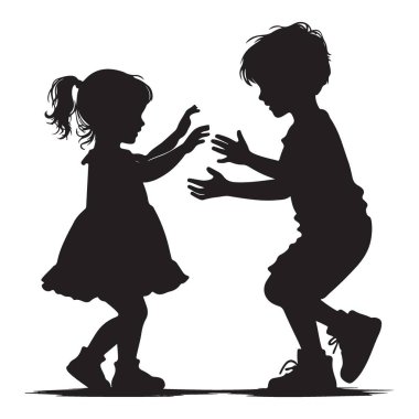 Siluet Çocuklar Çizim Yapıyor Neşeli Çocukluk Anlarını Birlikte Yakalıyorlar