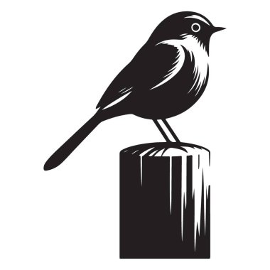Posta Resimlerine Tünemiş Kuş Sevimli Küçük Kuş Vektör Tasarımı