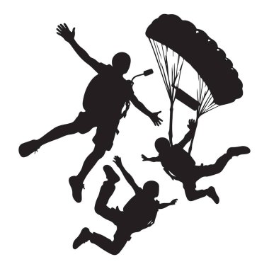 Dinamik Hava Dalışı Siluet Üçlüsü Akrobatik Manevralar Gösteriyor