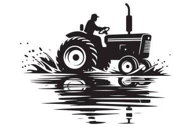 Su vektörü sanat illüstrasyonunda traktör yansıması