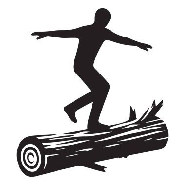 Günlük vektör illüstrasyon resmi üzerindeki siluet adam dengeleniyor