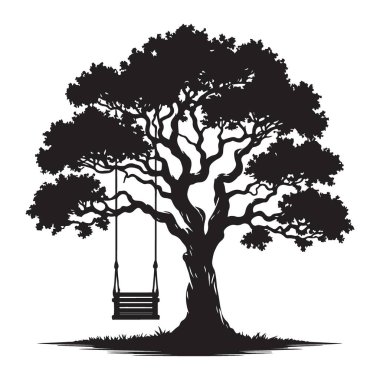 Sallanan Siluet Resimli Ağaç Huzurlu Açık Hava Sahne Tasarımı