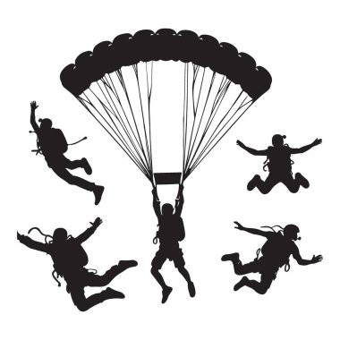 Hava dalgıçları Siluet Vektör İllüstrasyon Adrenalin Rush ve Macera
