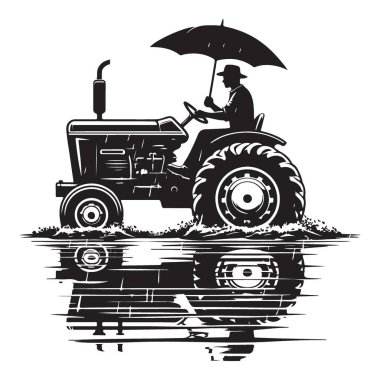 Siluet Çiftçisi, Yağmur Tarım Resimlerinde Traktörde