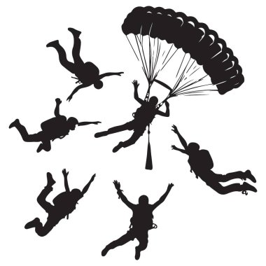Ekstrem Spor Tasarımları için Siluet Hava Dalışı Vektörü İllüstrasyonu
