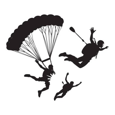 Hava dalışı silueti çizimi ekstrem sporlar ve macera takibi