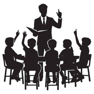 Öğretmen Silueti Öğrencileri Sınıf Eğitimine İlgiliyor