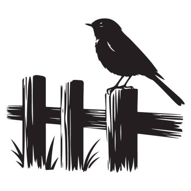 Kırsal Çitteki Siluet Kuşu Doğal Çevre Sanatını Geliştirir