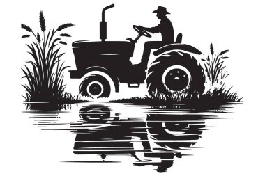 Traktör Silueti Kırsal Tarım Manzarasının Yansıması