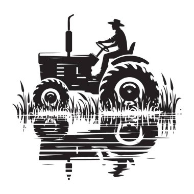 Çiftlik Huzuru Vektörünün Görüntü Şablonuna Siluet Çekici Yansıması