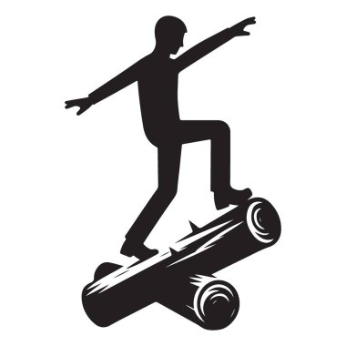 Log Rolling Challenge Illustration 'da Dengelenen Kişinin Silueti