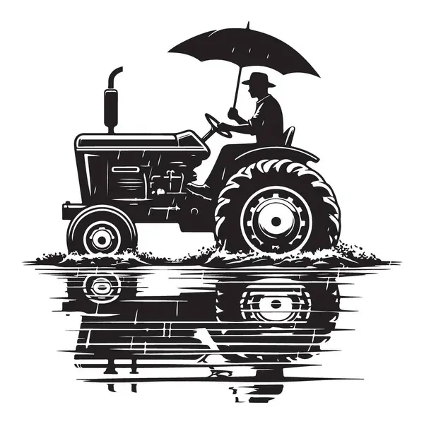 Siluet Çiftçisi, Yağmur Tarım Resimlerinde Traktörde