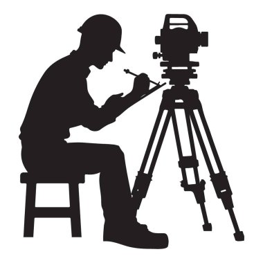 Todolit açık hava hassas mühendislik saha çalışması ile arazi mühendisi silueti.