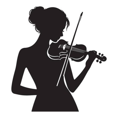 Keman çalan kadının silueti Zarif bir şekilde güzel