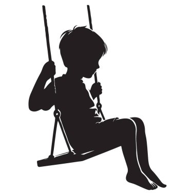 Oyun parkında sallanan bir çocuğun silueti.