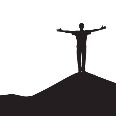 Bir Tepenin Üzerinde Kolları Açık Duran Bir Adamın Silueti