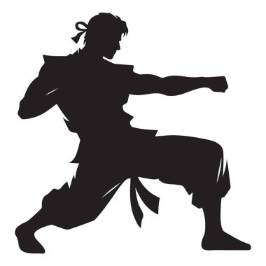 Yetenekli bir dövüşçünün güçlü dövüş sanatları silueti.