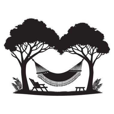 Ağaçlar Arasındaki Huzurlu Hamak Gevşemek için Silüet ResimleriName
