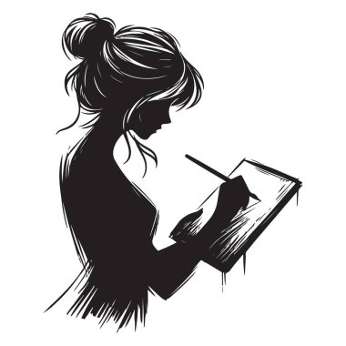 Siluet Kadın Çizimi veya Yazı Vektörü İllüstrasyon Sanatı