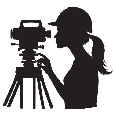 Anket Uzmanı Siluet Vektörü A Arazi Ölçümü Uzmanı İş Başında