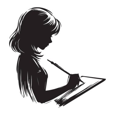 Bir Sanatçının Siluet Vektörü Dijital Resim Konsepti