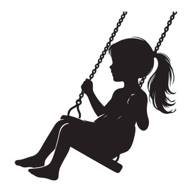 Salıncaktaki Siluet Kız Çocukluğun tadını çıkarıyor Açık Hava Eğlencesi