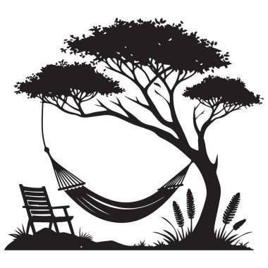 Shaquil Hamak Sahne Silueti Görüntü Gölgeli Ağaç Rahatlığı Altında