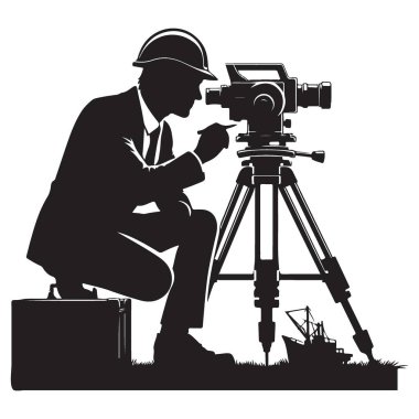 İncelemeci Siluet Çizimi Theodolite ile site görevi üzerine çalışıyor