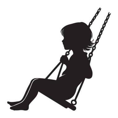 Güneşli bir günde salıncaktan keyif alan bir kızın silueti.