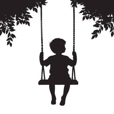 Gölgeli Ağacın Altında Sallanan Genç Bir Çocuğun Silueti