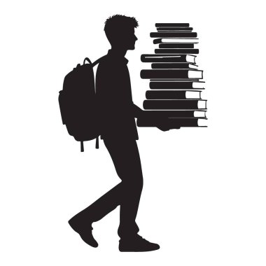 Kitap Taşıyan Öğrenci Siluet Vektör Eğitimi Akademik Başarı