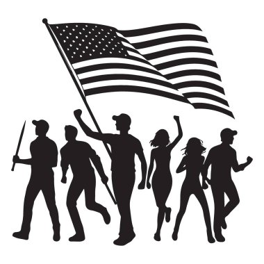 Amerikan vatandaşları Amerikan bayrağıyla vatanseverlik gösteriyor.