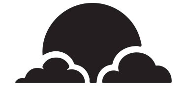 Dramatik Kara Güneş ve Bulut Vektörü İllüstrasyonu Güçlü Atmosferik Sahneler