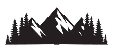 Majestic Mountain Range Siluet Vektör Sanat Macerası Peyzaj Tasarımı