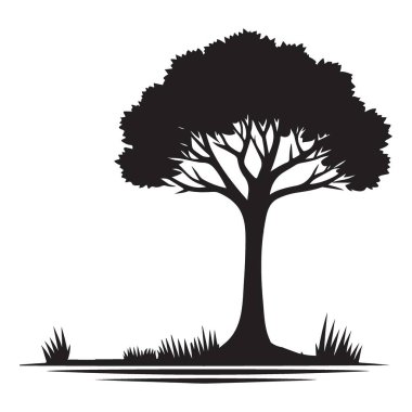 Doğa Tasarım Projeleri için Basit Ağaç Vektörü Grafiği Silueti