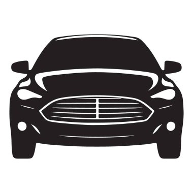 Otomotiv Tasarımları için Gösterişli Otomobil Silüeti Vektör İllüstrasyon Ön Görünümü