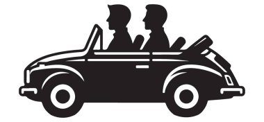 Üstü açık araba silueti ve Sürücü Vektörü İllüstrasyonu