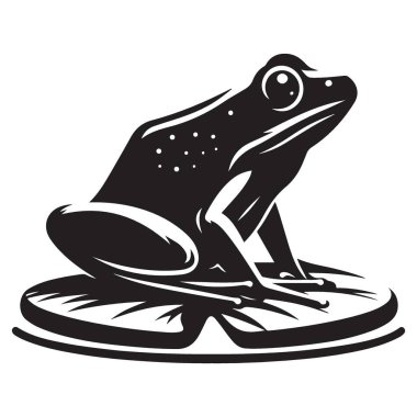 Lily Pad Vektör Resminde Ayrıntılı Kurbağa Silueti