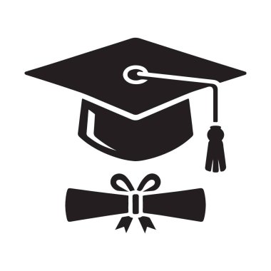 Mezuniyet Başı ve Diploma Silueti Akademik Başarı Vektörünü Kutluyor