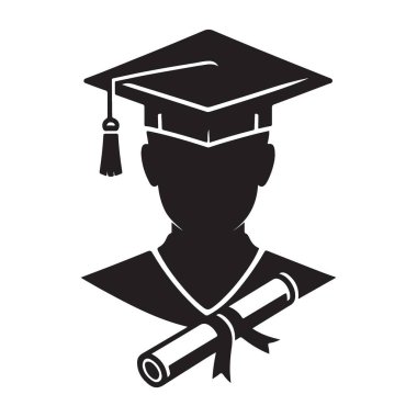 Diploma Vektör Eğitim İllüstrasyonlu Siluet Mezuniyet Başlığı