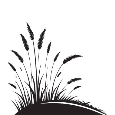 Çimen Vektörü Silueti Görüntü Doğa Sahası Vahşi Buğday Tasarımı