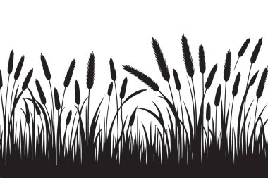 Doğaya İlham Veren Tasarımlar İçin Yoğun Uzun Çimenlerin Silueti