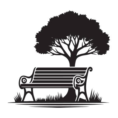 Park Bench Ağacın Altında Görüntü Serene Huzur Dinlenme Yeri